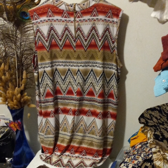 Cato Tribal Chevron Tank Top in Red and Olive - Picture 5 of 5